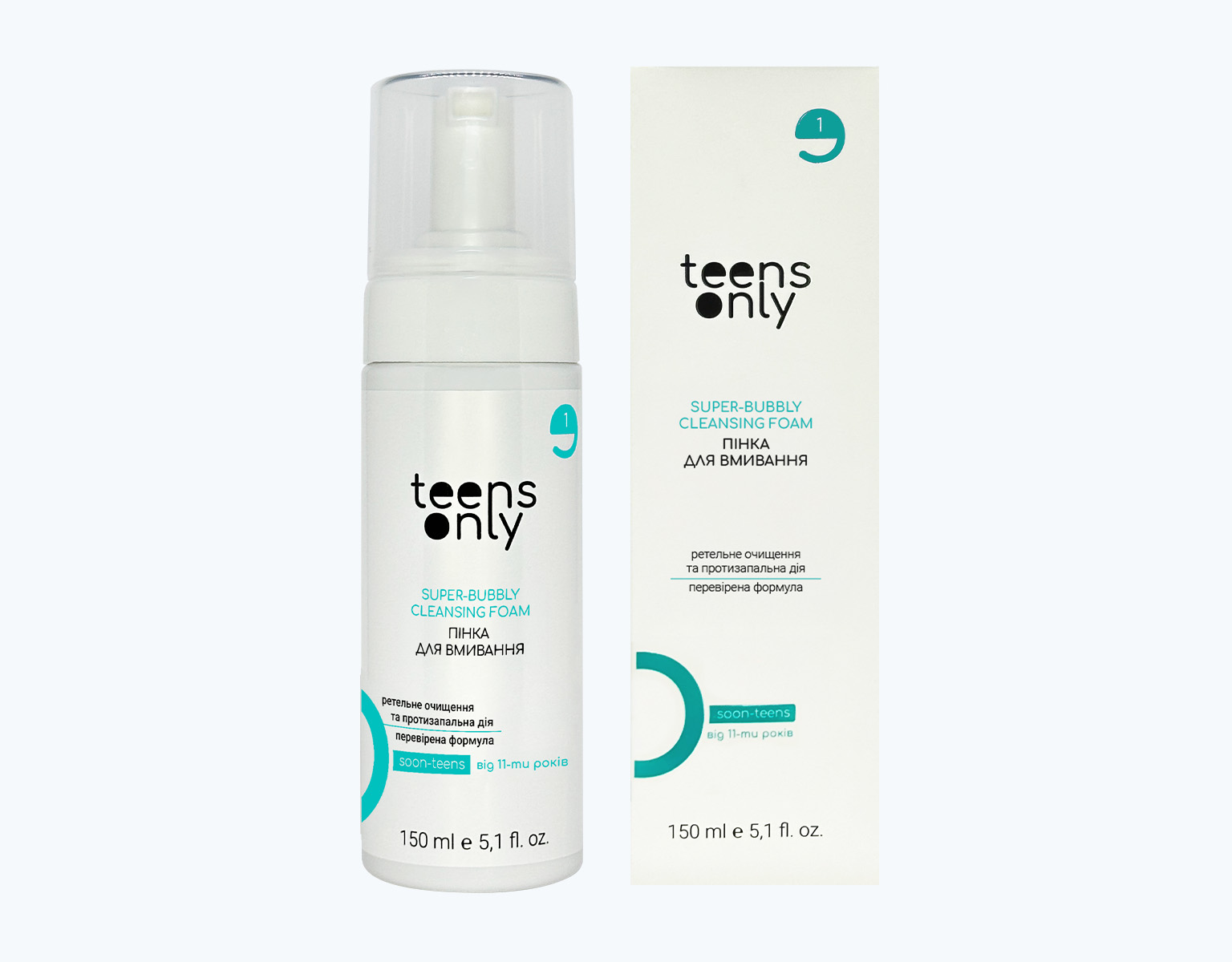Пінка для вмивання teens only, SUPER-BUBBLY для комбінованої шкіри з проявами висипань. Косметика для підлітків.