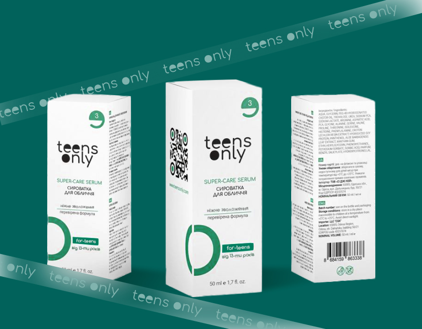 Сироватка для обличчя teens only, ANTI-ACNE для проблемної шкіри проти висипань. Косметика для підлітків.