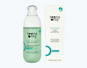 Тонік для обличчя teens only, SUPER-CLEANSING для комбінованої шкіри з проявами висипань. Косметика для підлітків.